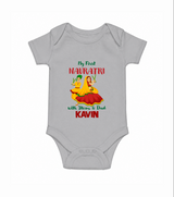 My First Navratri Garba Couple Personalized Romper - GREY - New Born (Chest 14")