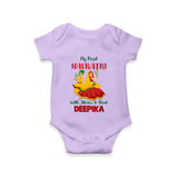 My First Navratri With Mom and Dad Romper/Onesie | Personalized Baby Romper/Onesie for Family Celebration - LILAC - New Born (Chest 14")