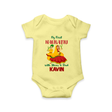 My First Navratri Garba Couple Personalized Romper - PASTEL YELLOW - New Born (Chest 14")