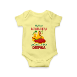 My First Navratri With Mom and Dad Romper/Onesie | Personalized Baby Romper/Onesie for Family Celebration - PASTEL YELLOW - New Born (Chest 14")