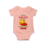My First Navratri Garba Couple Personalized Romper - PEACH - New Born (Chest 14")
