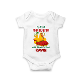 My First Navratri Garba Couple Personalized Romper - WHITE - New Born (Chest 14")