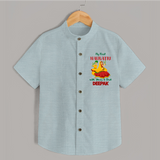 My First Navratri With Mom and Dad Shirt | Personalized Baby Shirt for Family Celebration - ARCTIC BLUE - 0 - 6 Months Old (Chest 23")