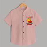My First Navratri With Mom and Dad Shirt | Personalized Baby Shirt for Family Celebration - PEACH - 0 - 6 Months Old (Chest 23")