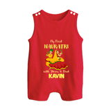 My First Navratri Garba Couple Personalized Button Romper - RED - New Born (Chest 18")