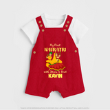 My First Navratri Garba Couple Personalized Dungaree - RED - 0 - 5 Months Old (Chest 18")