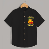 My First Navratri With Mom and Dad Shirt | Personalized Baby Shirt for Family Celebration - BLACK - 0 - 6 Months Old (Chest 23")