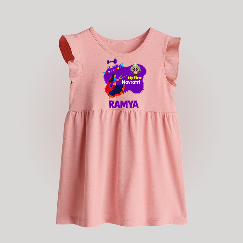 My First Navratri Baby frock | Custom Baby frock for Little Festival-Goer - BABY PINK - 0 - 3 Months Old (Chest 17")
