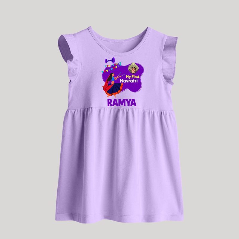 My First Navratri Baby frock | Custom Baby frock for Little Festival-Goer - LILAC - 0 - 3 Months Old (Chest 17")