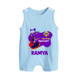 My First Navratri Romper suit/sleeveless romper | Custom Baby Romper suit/sleeveless romper for Little Festival-Goer - BABY BLUE - 0 - 5 Months Old (Chest 18")