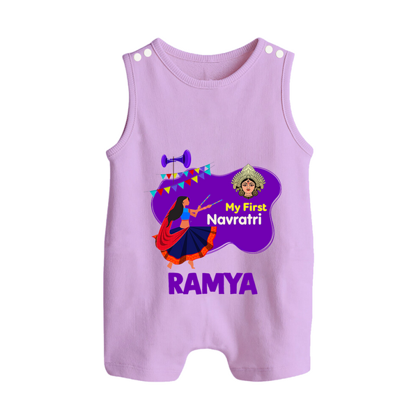 My First Navratri Romper suit/sleeveless romper | Custom Baby Romper suit/sleeveless romper for Little Festival-Goer - LILAC - 0 - 5 Months Old (Chest 18")
