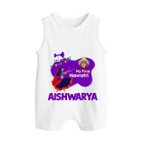 My First Navratri Garba Girl Personalized Button Romper - WHITE - New Born (Chest 18")