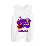 My First Navratri Romper suit/sleeveless romper | Custom Baby Romper suit/sleeveless romper for Little Festival-Goer - WHITE - 0 - 5 Months Old (Chest 18")