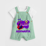 My First Navratri Garba Girl Personalized Dungaree - MINT GREEN - 0 - 5 Months Old (Chest 18")