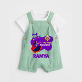 My First Navratri Dungaree set | Custom Baby Dungaree set for Little Festival-Goer - MINT GREEN - 0 - 5 Months Old (Chest 18")