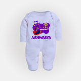 My First Navratri Garba Girl Personalized Full Body Suit - BABY BLUE - New Born (Chest 7.5")