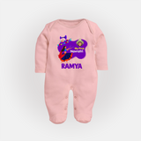 My First Navratri Sleep suit/full sleeve body suit | Custom Baby Sleep suit/full sleeve body suit for Little Festival-Goer - BABY PINK - New Born (Chest 7.5")