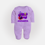My First Navratri Garba Girl Personalized Full Body Suit - LILAC - New Born (Chest 7.5")