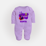 My First Navratri Sleep suit/full sleeve body suit | Custom Baby Sleep suit/full sleeve body suit for Little Festival-Goer - LILAC - New Born (Chest 7.5")