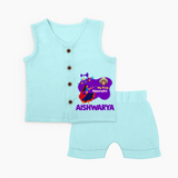 My First Navratri Garba Girl Personalized Jabla Set - BABY BLUE - 0 - 3 Months Old (Chest 9.8")