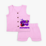My First Navratri Garba Girl Personalized Jabla Set - BABY PINK - 0 - 3 Months Old (Chest 9.8")
