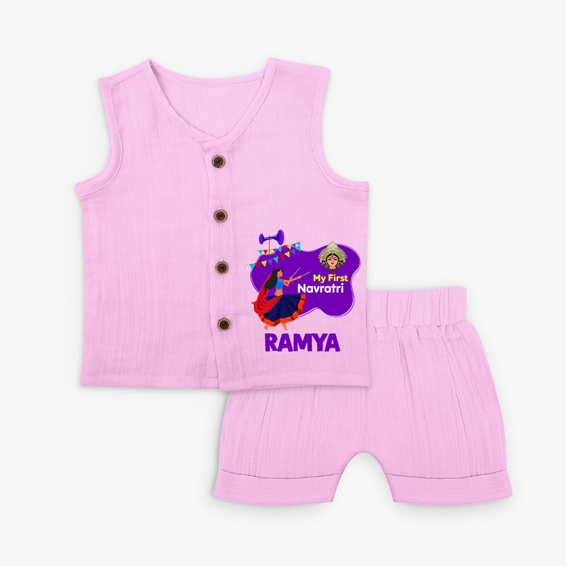 My First Navratri Jabla Set | Custom Baby Jabla Set for Little Festival-Goer - BABY PINK - 0 - 3 Months Old (Chest 9.8")