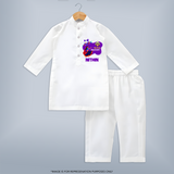 My First Navratri Kurta Set | Custom Baby Kurta Set for Little Festival-Goer - WHITE - 3 - 6 Months Old (Chest 24", Kurta Length 14'', Waist 19", Pant Length 14")