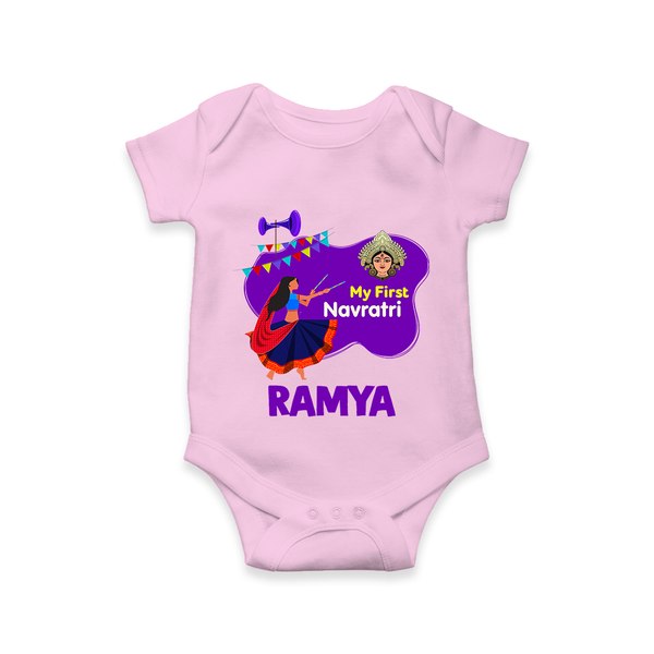 My First Navratri Romper/Onesie | Custom Baby Romper/Onesie for Little Festival-Goer - BABY PINK - New Born (Chest 14")