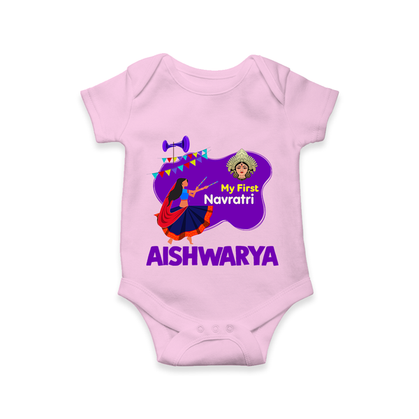 My First Navratri Garba Girl Personalized Romper - BABY PINK - New Born (Chest 14")