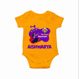 My First Navratri Garba Girl Personalized Romper - CHROME YELLOW - New Born (Chest 14")