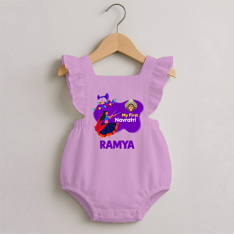 My First Navratri Romper frock | Custom Baby Romper frock for Little Festival-Goer - BABY PINK - 0 - 3 Months Old (Chest 19")