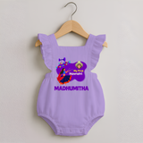 My First Navratri Garba Girl Personalized Romper Frock - LILAC - 0 - 3 Months Old (Chest 19")