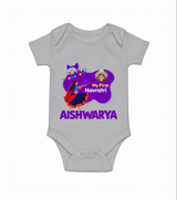 My First Navratri Garba Girl Personalized Romper - GREY - New Born (Chest 14")