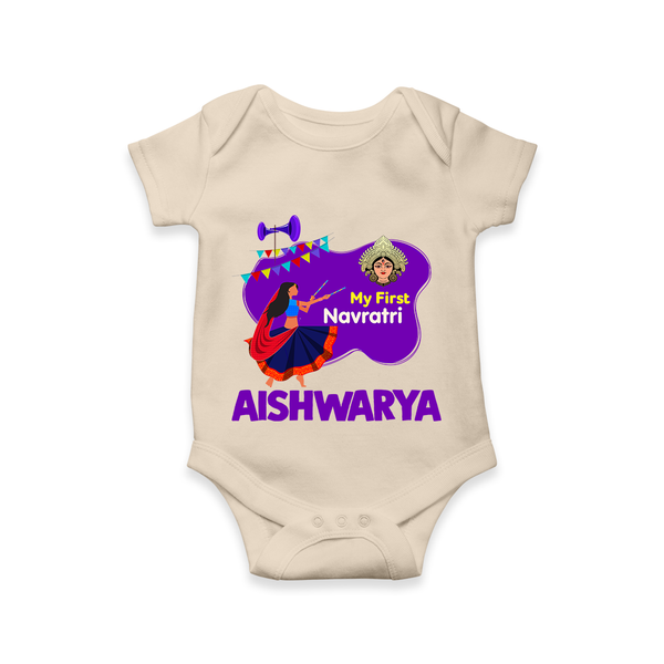 My First Navratri Garba Girl Personalized Romper - IVORY - New Born (Chest 14")