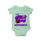 My First Navratri Garba Girl Personalized Romper - MINT GREEN - New Born (Chest 14")