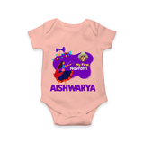 My First Navratri Garba Girl Personalized Romper - PEACH - New Born (Chest 14")