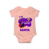 My First Navratri Romper/Onesie | Custom Baby Romper/Onesie for Little Festival-Goer - PEACH - New Born (Chest 14")