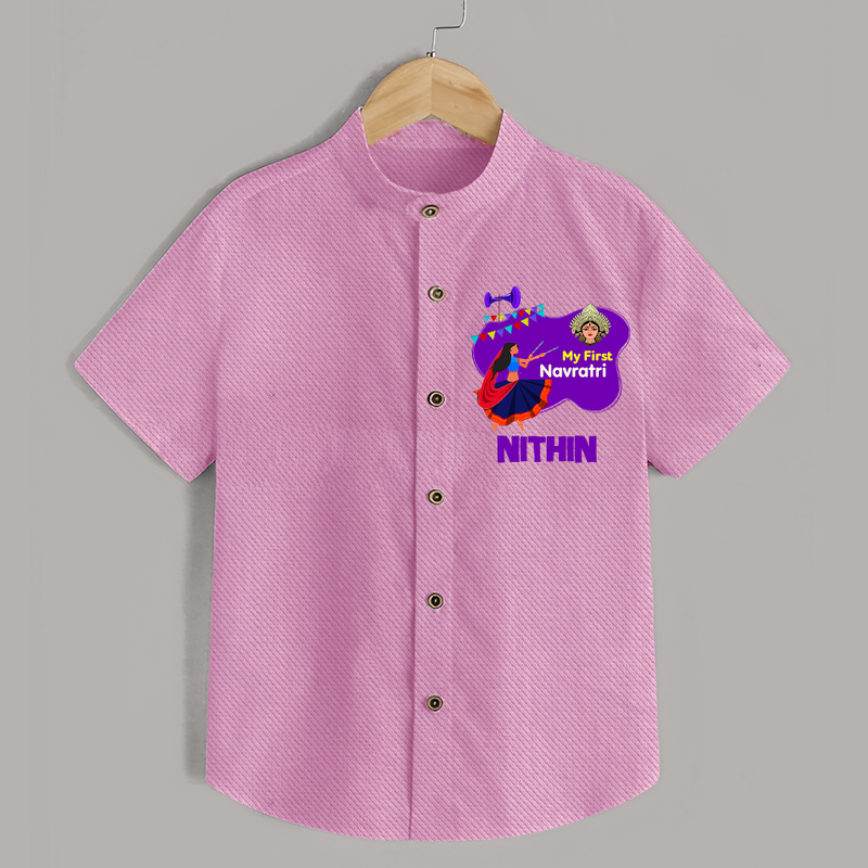 My First Navratri Shirt | Custom Baby Shirt for Little Festival-Goer - BABY PINK - 0 - 6 Months Old (Chest 23")