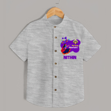 My First Navratri Shirt | Custom Baby Shirt for Little Festival-Goer - GREY - 0 - 6 Months Old (Chest 23")