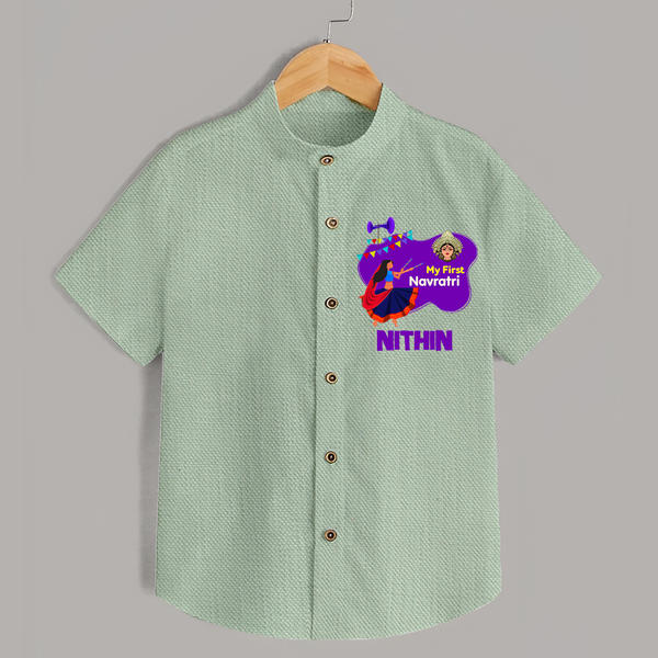 My First Navratri Shirt | Custom Baby Shirt for Little Festival-Goer - MINT GREEN - 0 - 6 Months Old (Chest 23")