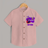 My First Navratri Shirt | Custom Baby Shirt for Little Festival-Goer - PEACH - 0 - 6 Months Old (Chest 23")