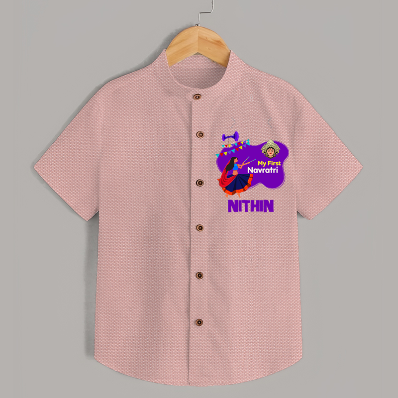 My First Navratri Shirt | Custom Baby Shirt for Little Festival-Goer - PEACH - 0 - 6 Months Old (Chest 23")