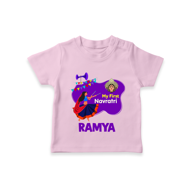 My First Navratri T-shirt | Custom Baby T-shirt for Little Festival-Goer - BABY PINK - 0-5 Months Old (Chest 17")