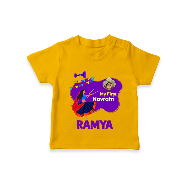 My First Navratri T-shirt | Custom Baby T-shirt for Little Festival-Goer - CHROME YELLOW - 0-5 Months Old (Chest 17")
