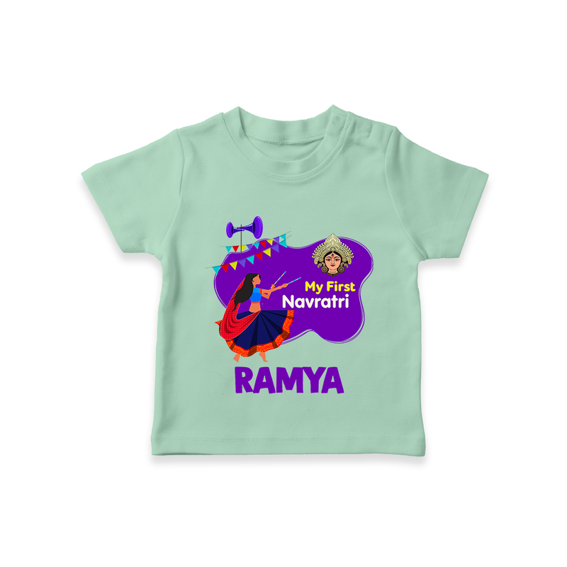 My First Navratri T-shirt | Custom Baby T-shirt for Little Festival-Goer - MINT GREEN - 0-5 Months Old (Chest 17")