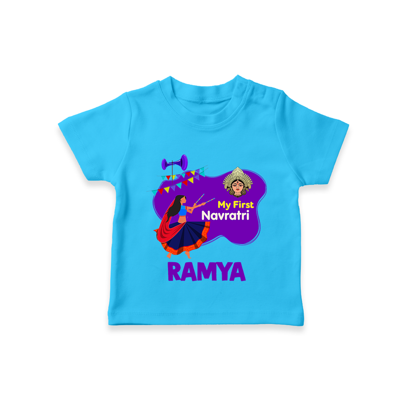 My First Navratri T-shirt | Custom Baby T-shirt for Little Festival-Goer - SKY BLUE - 0-5 Months Old (Chest 17")