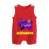 My First Navratri Garba Girl Personalized Button Romper - RED - New Born (Chest 18")