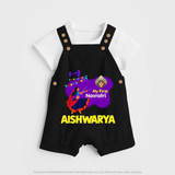 My First Navratri Garba Girl Personalized Dungaree - BLACK - 0 - 5 Months Old (Chest 18")