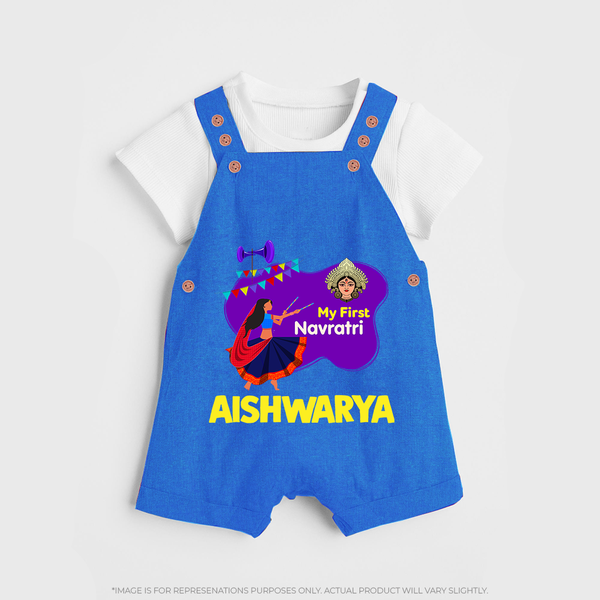My First Navratri Garba Girl Personalized Dungaree - COBALT BLUE - 0 - 5 Months Old (Chest 18")