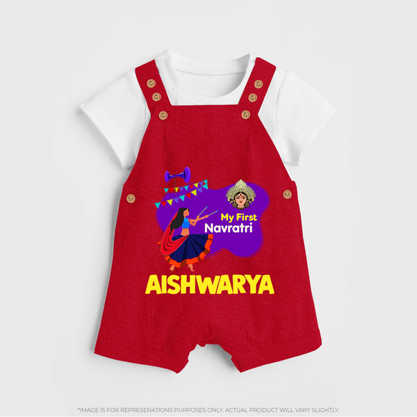 My First Navratri Garba Girl Personalized Dungaree - RED - 0 - 5 Months Old (Chest 18")